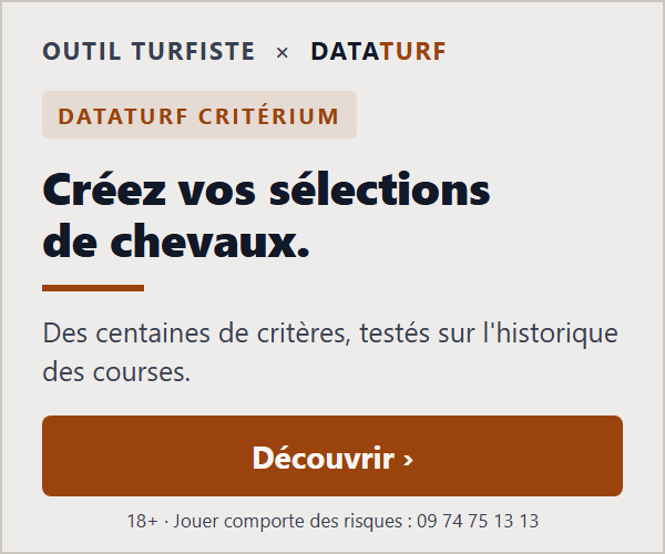Dataturf Critérium, offre réservée aux visiteurs de OutilTurfiste.com : créez vos sélections de chevaux